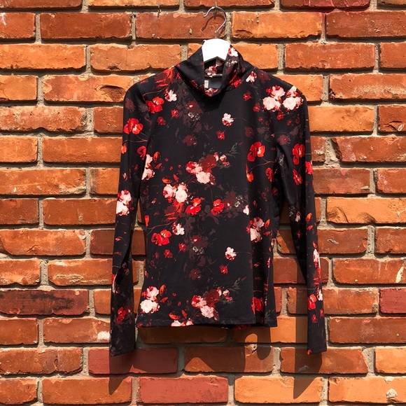 Wilfred Floral Print Spandex Mockneck Longsleeve